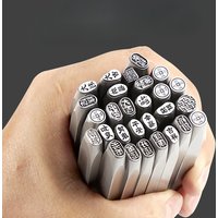 Lotus-Stahl-Stempelset für die Schmuckherstellung, Metall-Stanzwerkzeug mit verheißungsvollem Muster für die Gravur von Armbändern und Ringen