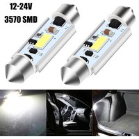 2PCS 12-24V C5W CANBUS LED Festoon 31mm 36mm 39mm 42mm C10W LED Bulb 3570 Chip Car Interior Reading Light White Error Free