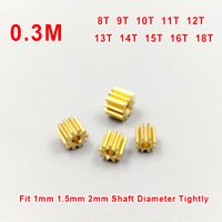 0.3M Modulus Metal Copper Gear 8T 9T 10T 11T 12T 13T 14T 15T 16T 18T Teeth Motor Spindle Gearwheel Fit 1mm 1.5mm 2mm Shaft