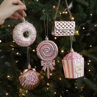 Christmas Pink Hanging Pendants Noel Pop Corn Ice Cream Bag Xmas Tree Hanger Merry Christmas Decor Happy New Year 2026
