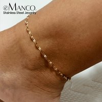 eManco Stainless Steel Fish Lips Chain Anklet For Women Summer Beach Foot Jewelry On The Leg Minimalist Anklets Female