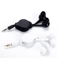 Portable 3.5mm Retractable Cable In-Ear Earphone Carry Headset Extendable Wire Earphone Straight Insert for MP3 MP4 0.8m Cable