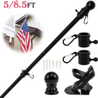 5/8.5Ft Adjustable Flag Pole Kit Stainless Steel Wall-Mounted Stand Flagpole Yard Banner Holder for Top House Porch Residential