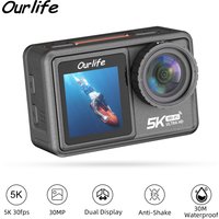 Ourlife Action Camera 5K30FPS EIS 2.0 Inch IPS Dual Screen 30M Waterproof WiFi 5X Zoom Helmet Sport Camera With Remote Control image 4