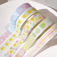 MINKYS 5 rolls one Pack Sparkling Washi Tapes Decorative Packing Tape Back to School Accessories Supplies