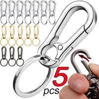 1-5pcs Waist Hanging Key Rings Stainless Steel Holder Keychains Buckle Clip Gourd Climbing Hook Car Strong Carabiner Key Chain