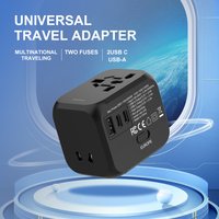 Universal Travel Adapter All-in-One International Wall Charger 2.4A 2 USB-C & USB-A Ports for 200+ Countries 100V-250V EU UK US
