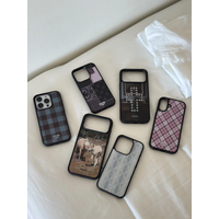Korean ins Plaid Vintage Pattern Epoxy Resin Phone Case For iPhone 17 16 15 14 13 12 11 Pro Max Plus 17air 16e Drop Glue Cover