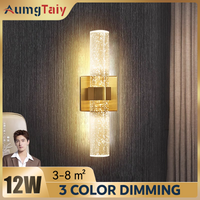 Modern 24W Mirror Light Wall Lamps Indoor Fixtures Bubble Crystal Wall Sconces for Bathroom Bedroom Hallway Corridor