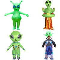 Standing green alien inflatable costume, adult science fiction themed outfit, bar team building, monster performance costume