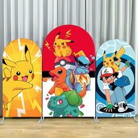 Pokemon Arch Backdrop Cover Pikachu Kids Birthday Anime Game Theme Birthday Party Photo Booth Decorations Party Supplies