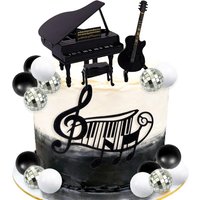 Music Cake Topper Piano Guitar Music Notes Balls Cake Decorations for Musician Birthday Party Rock Theme Party supplies