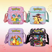Anime Pokemon Pikachu Charizard Eevee Cartoon Print Crossbody Bag Lightweight Adjustable Kids Shoulder Bag Storage Pouch Gift