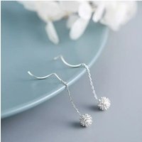 Fashion Personality 925 Sterling Silver Metal Tassels Dandelion Dangle Earrings for Woman Girl Geometry Jewelry Accessories Gift