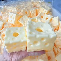 Stress Relief Toy Cheese Squeeze Decor 6/7CM Cheese Cube Stress Ball Non-Bounce Anti-Stress Relief Fidget Toy Gifts
