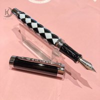 JD 9612 Souvenirs & Gifts Quality Luxury Office Pen,0.5/0.38 Black White Design Fountain Pen for Adults,Students,Officers