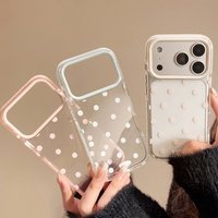 Korean Full Screen Solid Colors Polka Dot Soft Phone Case for iPhone 17 16 15 14 13 12 Pro Max Clear Shockproof Protective Cover