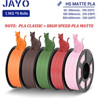 JAYO High Speed PLA matte 3D Filament 1.75mm PLA 3D Printer Filament 5Rolls/set Neatly Wound Matte Effect 3D Printing Materials