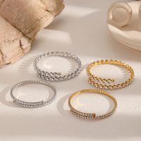 Stainless Steel Minimalist Zircon Bracelet Adjustable Open Bracelet Elegant Jewelry Accessories Gifts for Women Men