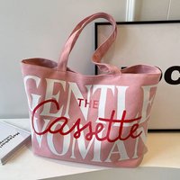 Large Capacity Letter Tote Bag for Women, Niche Canvas Shoulder Bag, Versatile INS Style Commuting & Study Tote