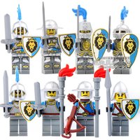 Domestic Production Medieval Castle Roman Knight Blue Lion Knight Heavy Armor Knight Assembly Educational Toys Intelligent Bu...