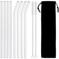 Ajoyous 8pcs umwelt freundliche wieder verwendbare Trink smoothies hohe Boro silikat glas Strohhalme Cocktails Bar Zubehör Bürsten Tasche