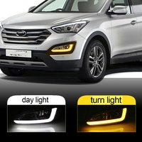 For Hyundai Santa Fe IX45 2013 2014 2015 12V Fog Lamp DRL LED Daytime Running Light Waterproof led bulbs Car Headlight Assembly