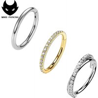 G23 ASTM F136 Titanium Side Prong Set Half Circle Cubic 5A Zircon Nose Cilcker Conch Piercing 5/6/8/10/12mm Hoops