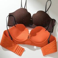 Sparkle Petal Cup Push Up Wireless Bra for Small Bust Padded Seamless Side Coverage Lifted Gathering Daily Wear Women