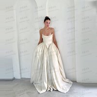 Luxury Wedding Dresses Satin Sexy Ruffles Women A Line Fluffy Bridal Gowns Boat Neck Sleeveless 2026 свадебное платье Customized