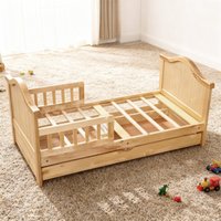 Modern Kids Floor Toddler Bed Frame Beds Solid Wood Children Bed with Storage for 3-8 Years
