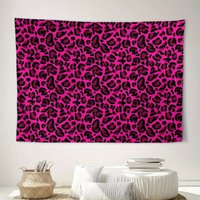 VIKAMA Colorful Pink Leopard Tapestry Black and Pink Leopard Print Stylish Nordic-Style Living Room Feature Wall Room Decor