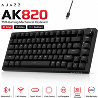 AJAZZ AK820/AK820 Pro Mechanical Gaming Keyboard Tri-Mode Bluetooth 5.1 Wireless Wired Knob Hot Swap Gasket Custom Keyboard