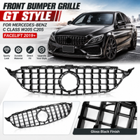 Auto-Frontstoßstangengrill im GT-Stil, glänzend schwarz, Renngrill für Mercedes-Benz C-Klasse W205 C205 Facelift 2019+, ohne Kameraöffnung, Tuning-Zubehör