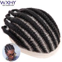 8 Cornrow Braids Full Lace Base Toupee Men's Wig Male Hair Prosthesis Crochet Braids Lace Wigs Human Hair Systems For Black Men
