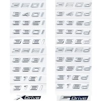Chrome Silver GT ABS Alphanumeric Emblem for BMW 3 Series E46 E90 F30 - 320i 320d 325i 325d 330i XDrive Trunk Logo Sticker
