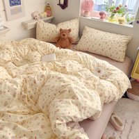 new cartoon printing soft and comfortable bedding four-piece set student cute quilt cover quilt sheet dormitory 3-piece set