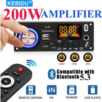 KEBIDU 200W Amplifier Bluetooth 5.3 MP3 WAV Decoder Board DIY Home MP3 Player DC 12V Wireless Car Music Player With Mic Radio TF