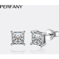 PERFANY 0.6-2CT Moissanite Earrings for Women S925 Pure Silver Square Cut Simulated Diamond Earrings Wedding Jewelry
