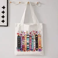 Reading Enthusiast Canvas Tote Bag Durable Large Capacity Shopping Book Handbag for Librarians and Book Lovers