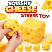 Cheese Novelty Sensory Fidget Toy Soft Rubber Bouncing Squeeze Toy for Anxiety Relief Focus Training Office Home Decompression