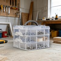 1 PCS Transparent Storage Box Three-Layer 18 Grid Cover Handle Transparent Tool Storage Box Suitable for Classifying Screws Nuts