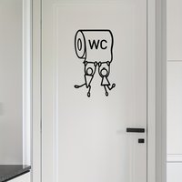 1pc WC Sticker - Humorous Toilet Wall Art, Easy-to-Install Bathroom Decor, Herringbone Pattern, Contemporary Style, Single-Use
