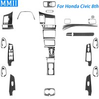 For Honda Civic 8th Gen 2006-2011 Carbon Fiber Gear Shift Air Outlet Window Lift Dashboard Set Car Interior Accessories Sticker