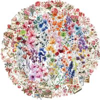 50/100PCS Creative Ink Flower and Letter PET Transparent Material Stickers DIY Personalized Decorative Material Stickers