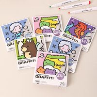 DIY Mini Cartoon Coloring Book Portable 25Sheets Watercolor Coloring Book Note Coloring Doodle Books Children's Art