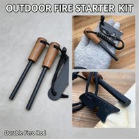 2-in-1 Bushcraft Magnesium Fire Starter Kit, Solid Flint Rod with Multi- Scraper, Portable Ignition Tool for Outdoor Adventures