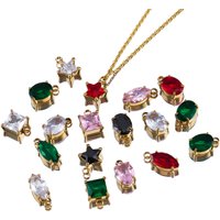 2pcs 5pcs Golden Plated Stainless Steel Zircon Star Pendants Clear Crystal Oval Square Charms Beads DIY Necklace Jewelry Making