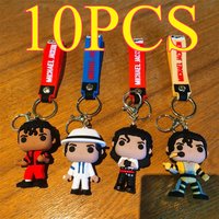 1 PCS or 10 PCS For 4 Styles of Michael Jackson Keychain Music Idol Doll Machine Key Chain