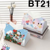 Cute BTS Creative Cartoon Pattern Desktop Storage Bag, Dual-Use for Car and Home, Personalized Fashionable Waterproof Tissue Box